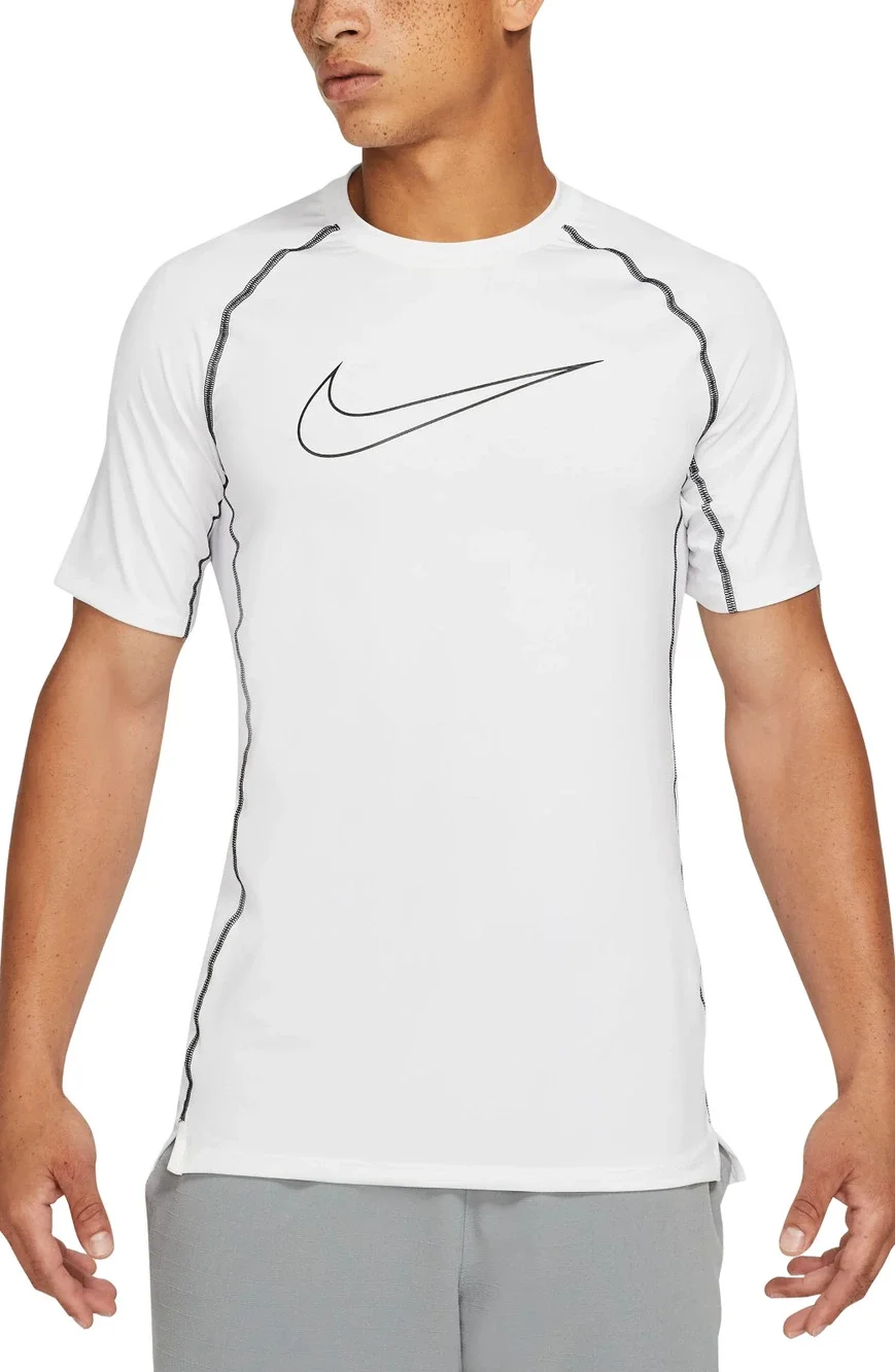Nike Pro Dri-FIT Performance Slim Fit Mens T Shirt L White Crew Neck Logo